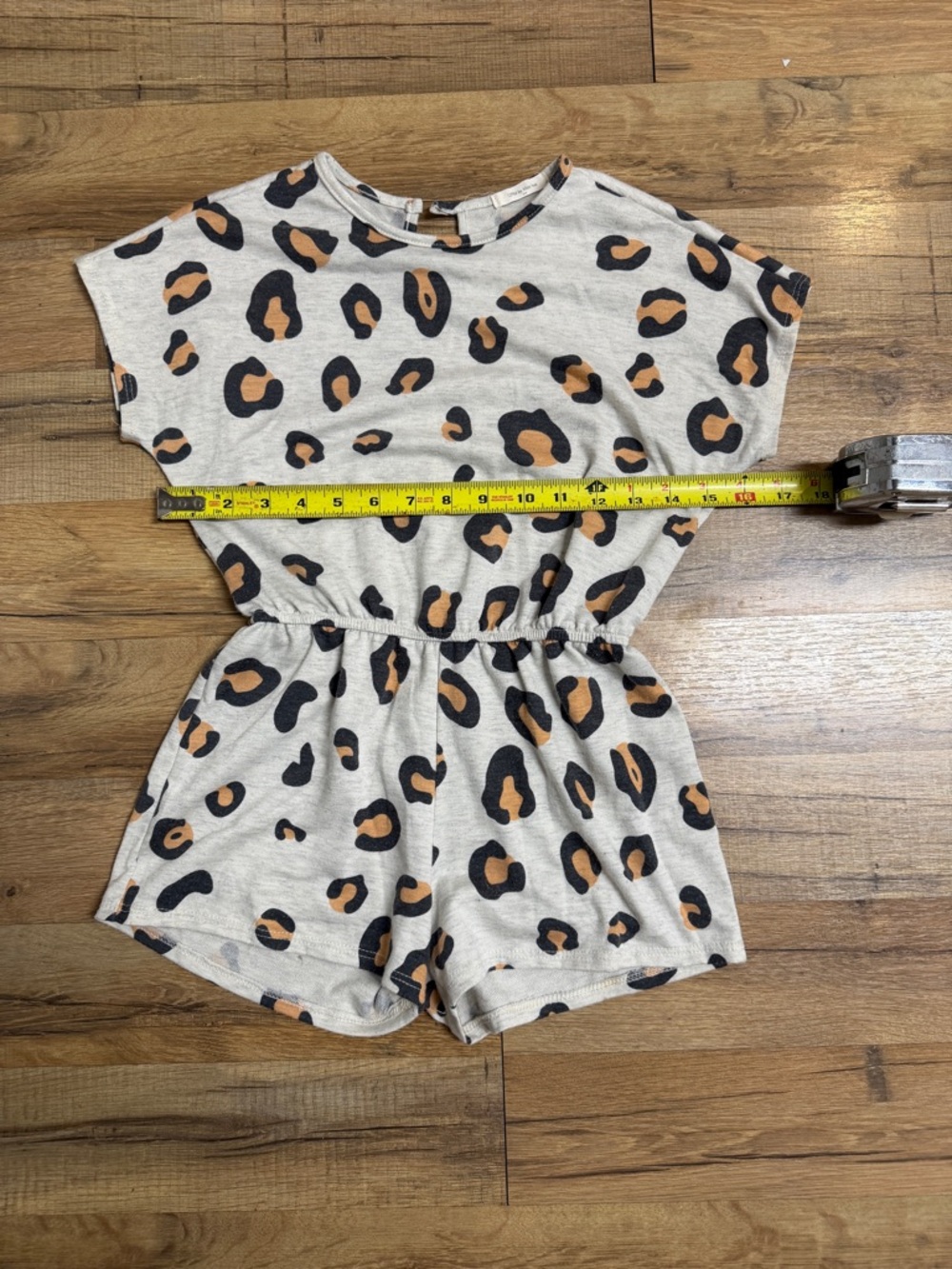 12 Pm By Mon Ami Beige Girls Leopard Print Romper